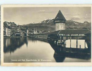 old rppc BUILDINGS ALONG THE SHORELINE Lucerne - Luzern Switzerland HM2150