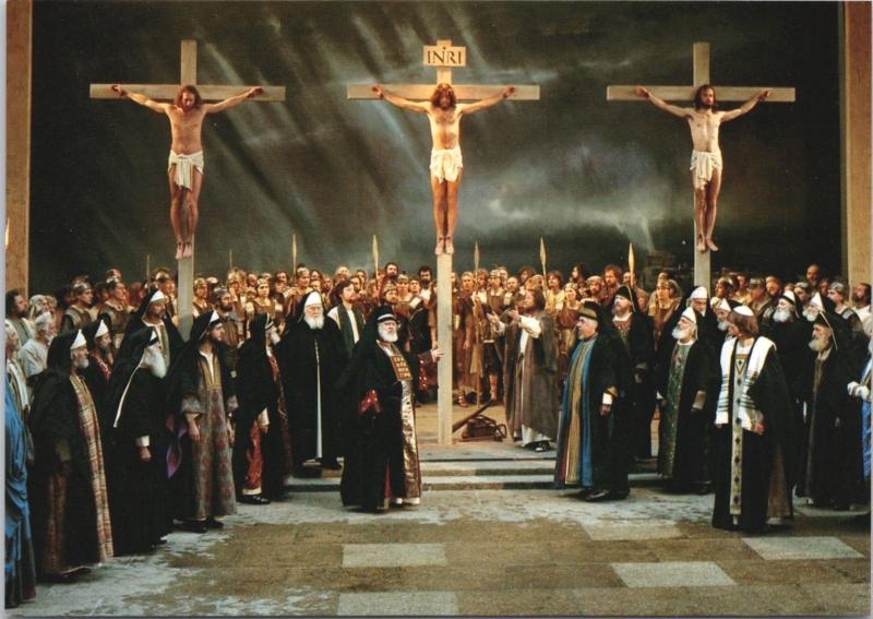 Crucifix Jesus on Cross Passionsspiele Oberammergau 1990 Play Postcard D53