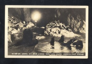 RPPC OREGON COAST HIGHWAY SEA LION CAVES CAVE INTERIOR REAL PHOTO POSTCARD