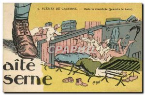 Old Postcard Puzzle Army in the barracks take the train