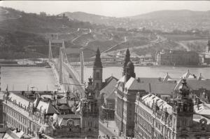 EASTERN EUROPE DANUBE RIVER BRIDGES BUDAPEST HUNGARY REAL PHOTO POSTCARD