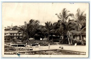 c1950's Kona Inn Swimming Pool Child View Kailua HI RPPC Photo Unposted Postcard