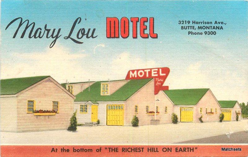 Mary Lou Motel BUTTE MONTANA Lynx postcard 10150