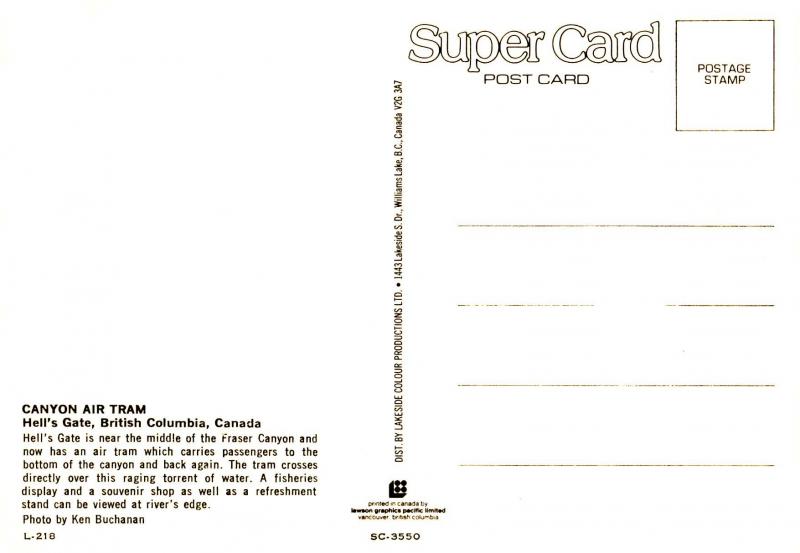 Canada - BC, Fraser Canyon. Hell's Gate  (Aerial Lift)