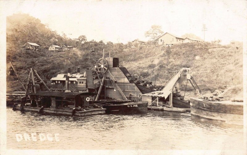 Real Photo Postcard U.S. 146 Dredge in Water~128378