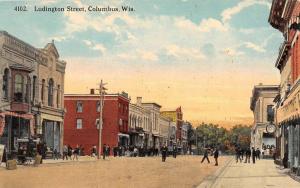 Columbus Wisconsin Ludington Street Scene Antique Postcard K80806