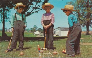 Greetings from Amish Country - Boys Playing Croquet - Pub Lancaster PA