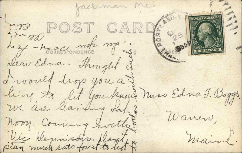 Jackman ME The Line House Gas Station c1920 Real Photo Postcard