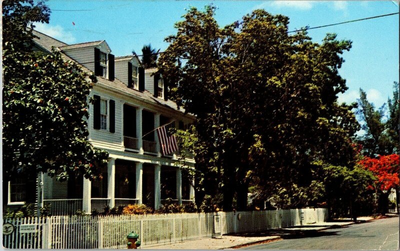 Audubon House Key West Florida John Geiger Miami Flag Vintage Postcard Pm  