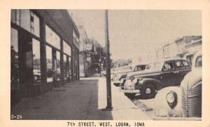 Logan Iowa 7th Street Scene Historic Bldgs Antique Postcard K89028
