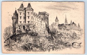 Castle of Pau FRANCE Artist signed Arotida Postcard