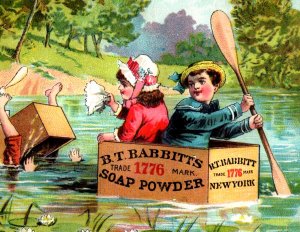 1880s B.T. Babbitt's Soap & 1776 Soap Powder Children Box Boats Fab! #5R