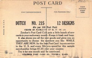 c. 1908, Little Dutch Girl and her Cat, Zercher Adv card,   Old Postcard