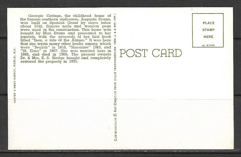 Georgia - Augusta Evans Childhood Home - [GA-108]