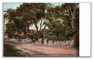 Portland Me. Maine Entrance To Riverton Park Showing Boathouse Postcard