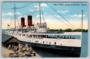 Wharf Scene, Steamer Cayuga, Niagara-on-the-Lake Canada, 1916 FH Leslie Postcard