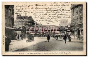 Paris Old Postcard Le Metropolitain Boulevard Barbes and Magenta Metro