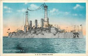 Vintage Postcard Battleship U.S.S. Rhode Island unposted (c) Muller