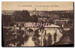 Old Postcard Perigueux Vue Generale Three Bridges