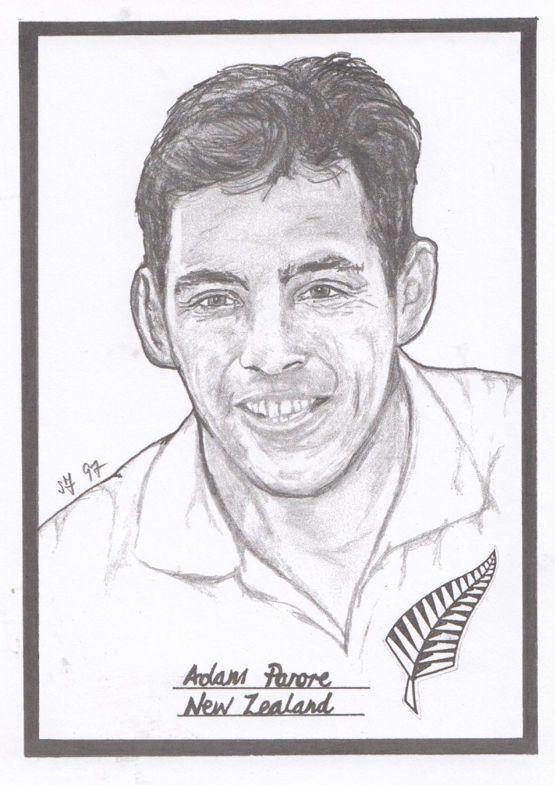 Adam Parore New Zealand Cricket Artist Drawing Limited Edn of 500 Postcard