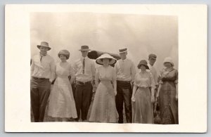 RPPC Fashion Show on the Farm Ladies Hats Dresses Handsome Men Postcard I21