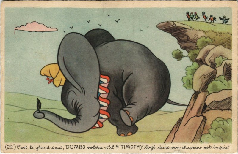 PC DISNEY, DUMBO, DUMBO AND THE CROWS, Vintage Postcard (b31200)