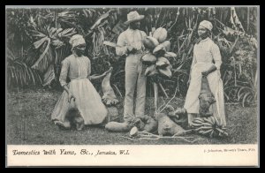 Jamaica Vintage Unused Postcard Natives With Yams  Costumes