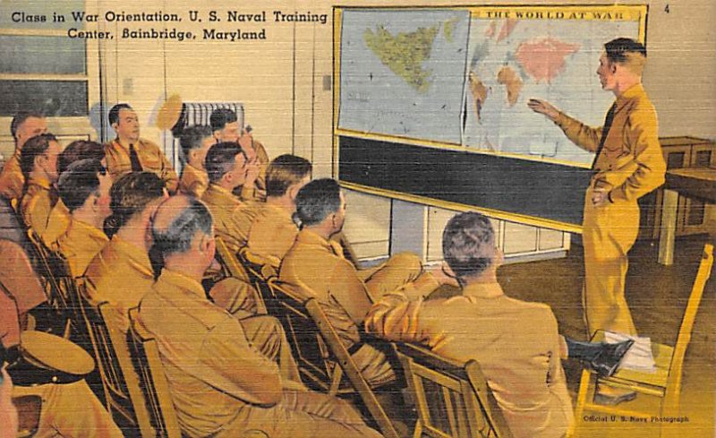 Class in war orientation, US Naval training Center Bainbridge, Maryland, USA ...