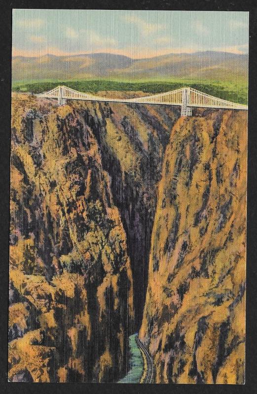 Suspension Bridge Highest Bridge in the World Royal Gorge Colorado Unused c1935