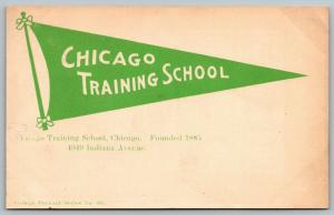 Chicago Illinois~Chicago Training School~Indiana Ave~1910 Green Pennant Postcard 