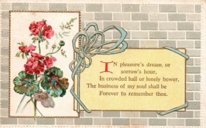 Postcard In Pleasure's Dream or Sorrow's Hour! Saying Quotes Greetings Flowers