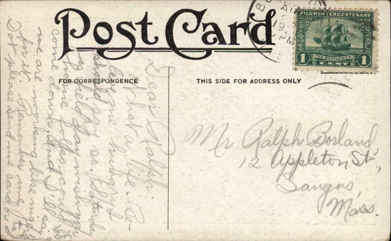 Plymouth MA Massachusetts Pine Tree Camp Long Pond Interior c1915 Postcard