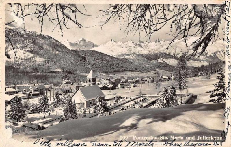 Pontresina Switzerland Scenic View Real Photo Antique Postcard J46732