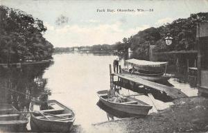 Okauchee Wisconsin Park Bay Boats Antique Postcard J71725