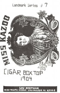 Vintage Postcard Miss Kazoo Cigar Box Top 1904 Lou Northam Kalamazoo MI