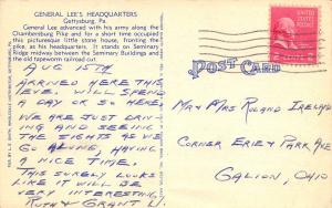 Gettysburg Pennsylvania 1940s Postcard General Robert E Lee's Headquarters CSA