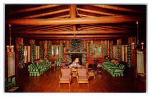 MINOCQUA, WI Wisconsin ~ Rustic Interior of SQUIRREL LAKE LODGE c1950s  Postcard