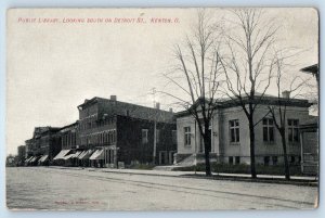 c1910 Kenton Ohio Postcard Public Library Looking South Detroit Street Building