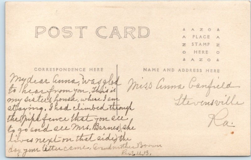 c1910s Folk Victorian House RPPC Lovely Town Photo Stevensville A. Canfield A156