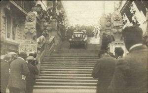 Car Demonstration? Descending Staircase Photographers Event c1910 RPPC