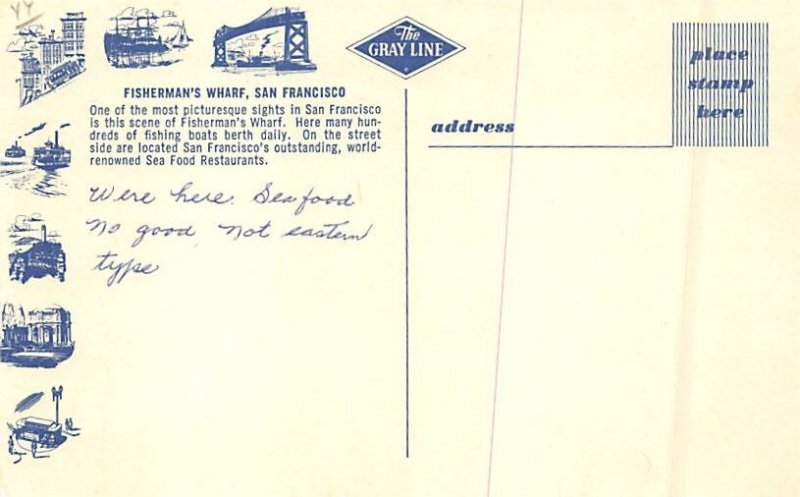 Fisherman's Wharf San Francisco California Postcard