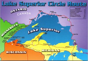 Lake Superior Circle Tour Route Map Minnesota Postcard