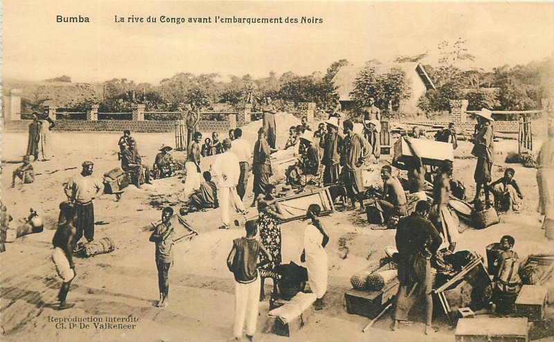 Congo Republic Postcard Bumba Congo river avan l'embarquement des Noirs