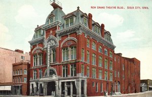 Vintage Postcard 1910's View of New Grand Theatre Building Sioux City Iowa IA