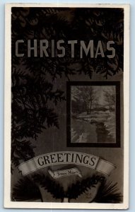 Mora Minnesota MN Postcard RPPC Photo Christmas Greetings Winter Scene c1910's