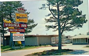 Virginia Inn Motel and Restaurant Lawrence KS Vintage Postcard C14