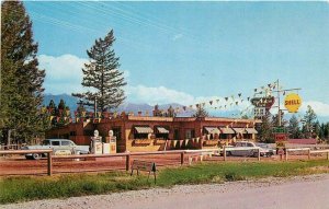 Autos Skookum Inn BC Lake Windemere Canada Shell Gas Station Postcard 20-11420