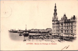 Belgium Anvers Maison de Pilotage et l'Escaut Antwerp Vintage Postcard 04.35