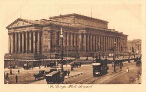 uk17363 st georges hall  liverpool  real photo uk  tramway