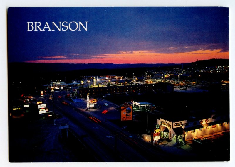 Postcard Highway 76 West Branson Missouri Nighttime Aerial Continental View Card 